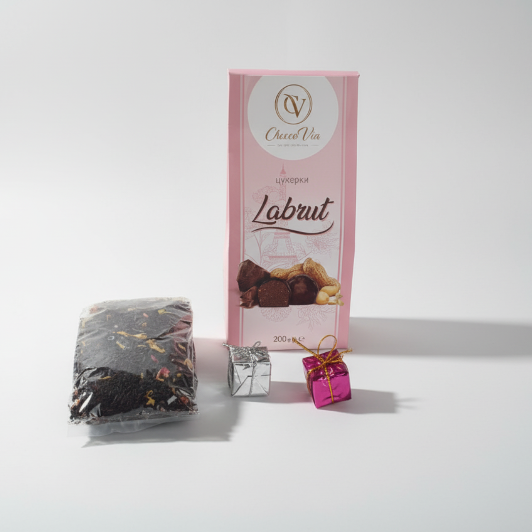 Kinkekorv Thursoni Tee ja Labrut Kommid, 275 g