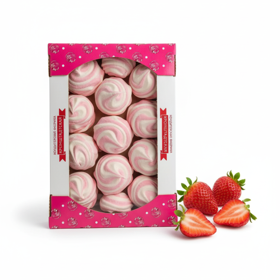 Marshmallow “Zefirkino Happiness” Strawberry & Cream Flavor, Kronshtadtskaya Confectionery, 500 g