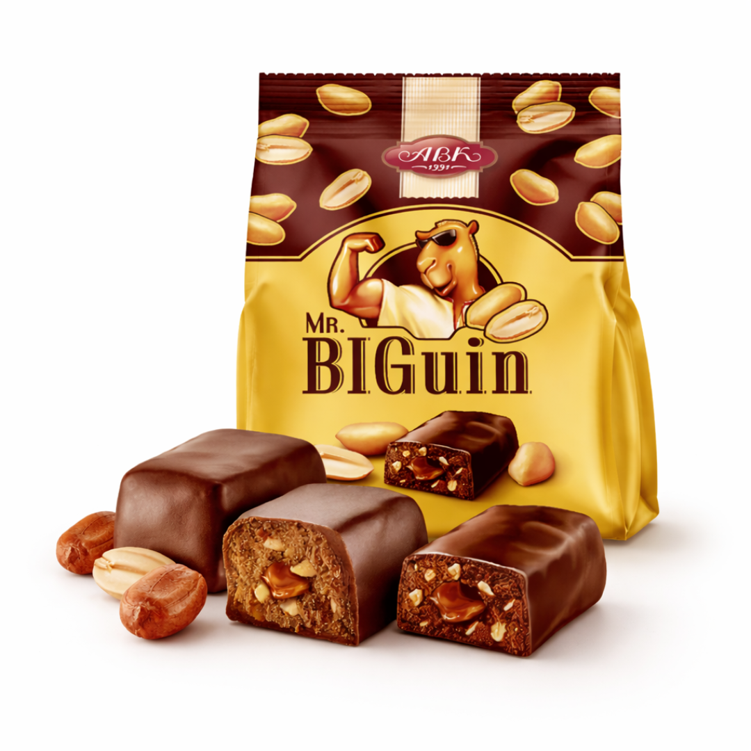 Mr. BIGuin Chocolate Candies with Peanuts & Milk Caramel Filling, ABK, 165 g