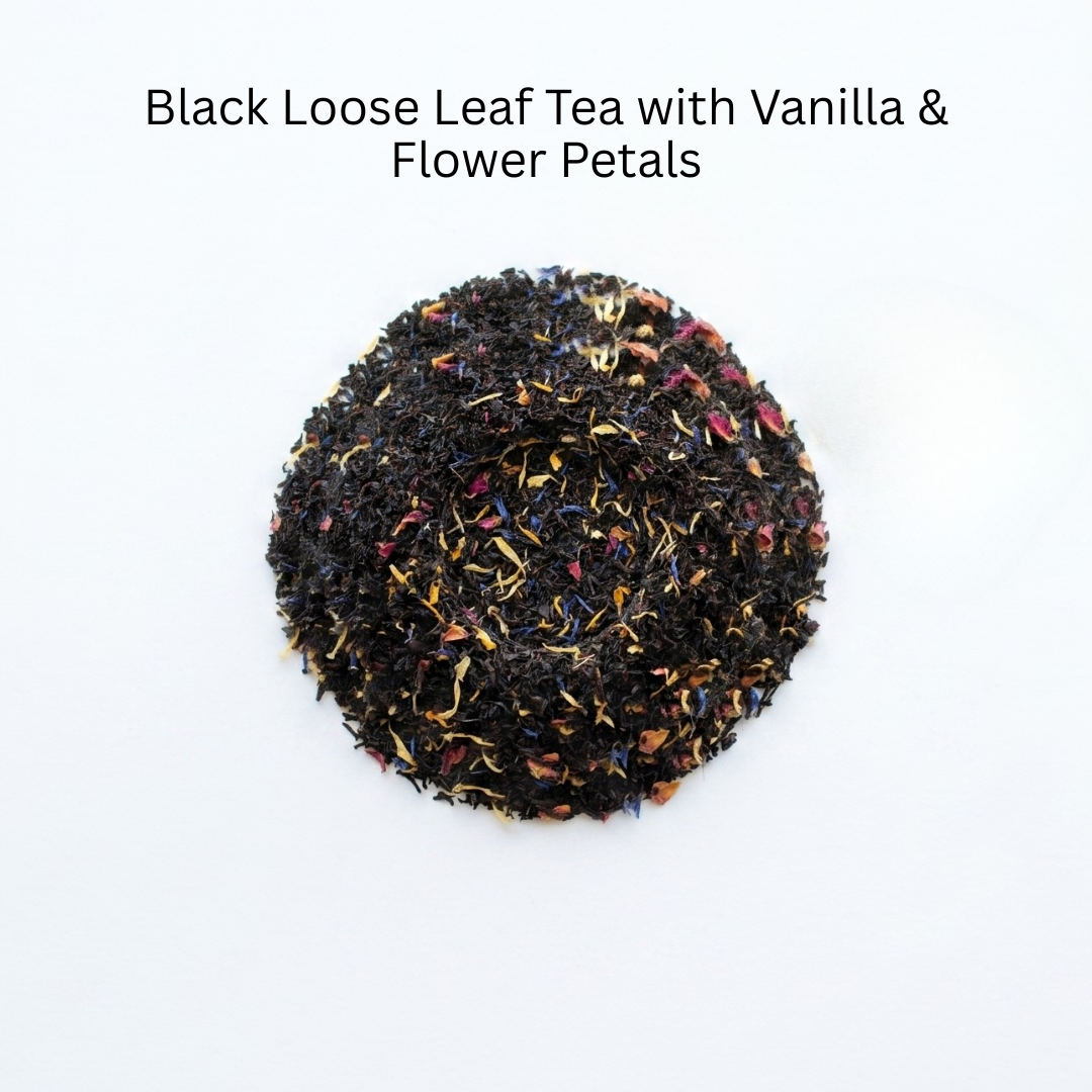 Vanilla Petal Tea Black Loose Leaf Tea with Vanilla & Flower Petals, Gourmeest