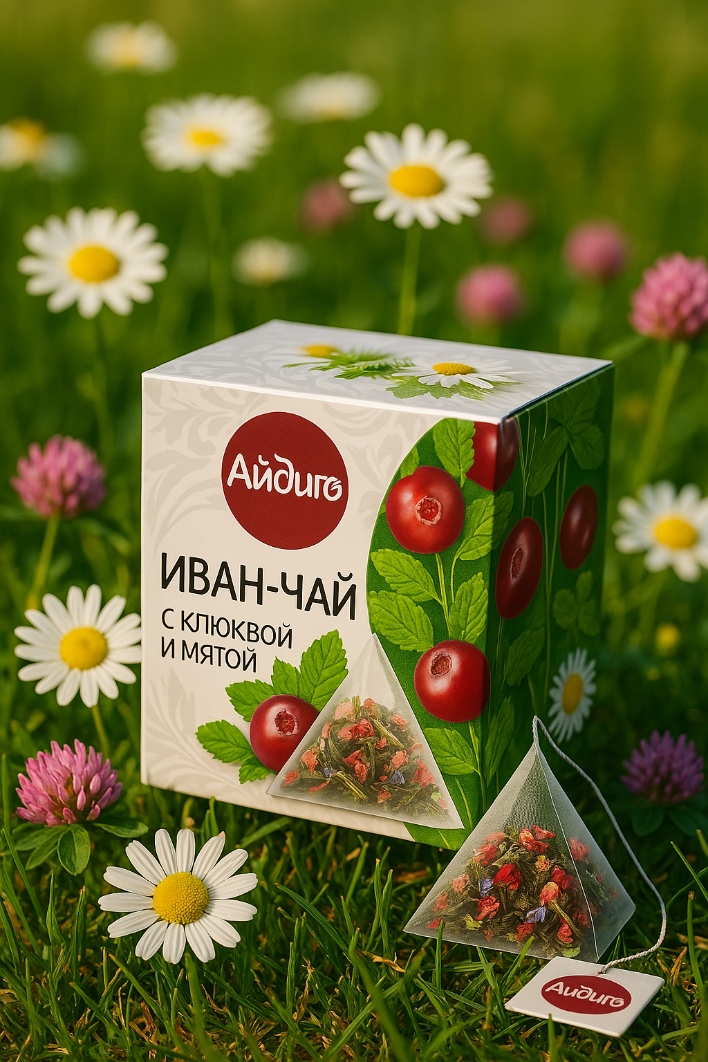 Herbal Tea "Ivan Chai with Cranberry & Mint", Aidigo, 30 g, 15 pyramids