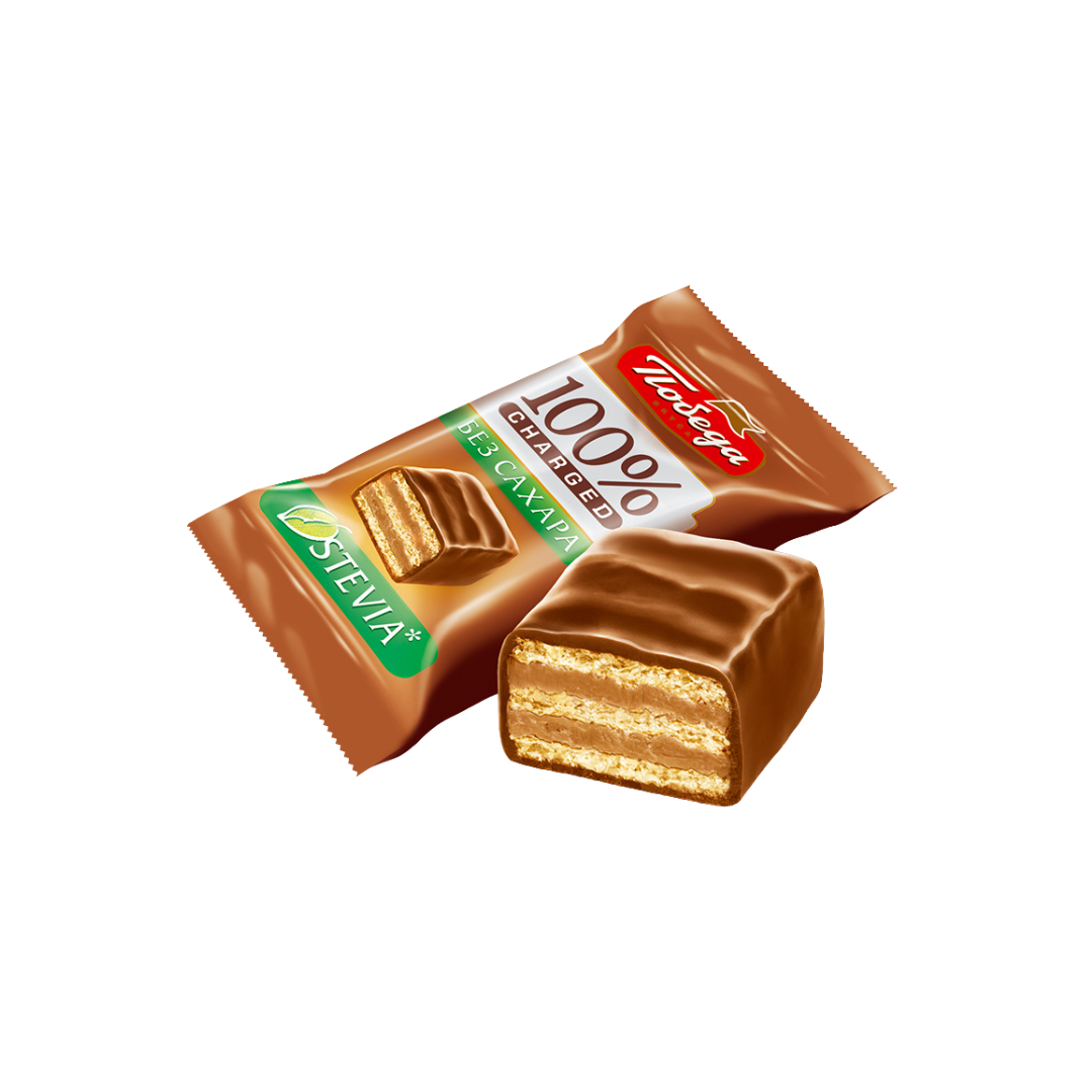 Sugar-Free Waffle Candies in Milk Chocolate, Pobeda