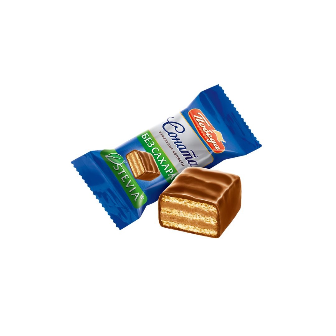 Sugar-Free Waffle Candies “Sonata” in Milk Chocolate, Pobeda