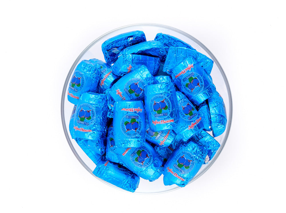 Chocolate candy Dary Polesya Blueberry, Spartak