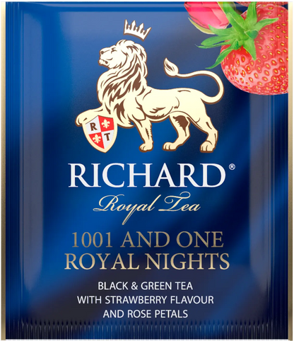 Richard 1000 and 1 Royal Nights, maasika- ja viinamarjamaitseline must ja roheline tee, teekotid 25x2g - Richard Tea Estonia