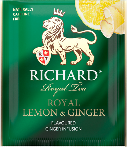 Royal Lemon & Ginger, roheline tee sidruni ja ingveriga, teekotid 25x2g. - Richard Tea Estonia