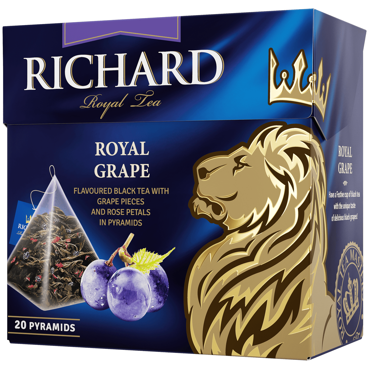 Richard "Royal Grape", musta maitsega suureleheline tee, 20 püramiidi