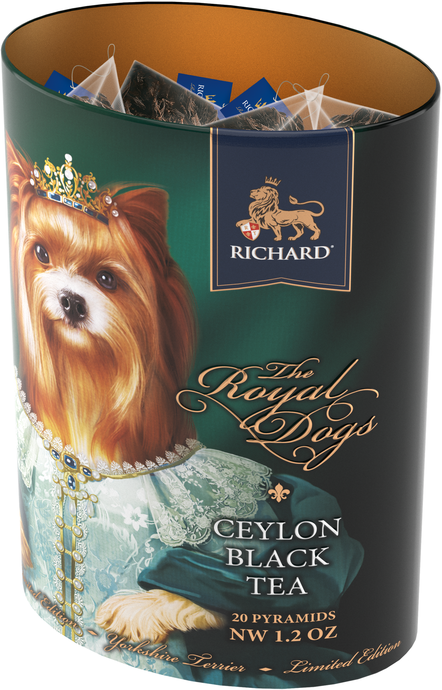 Richard Tea "Royal Dogs. York", Klassikaline must tee püramiidides, 20 püramiidi, 34g