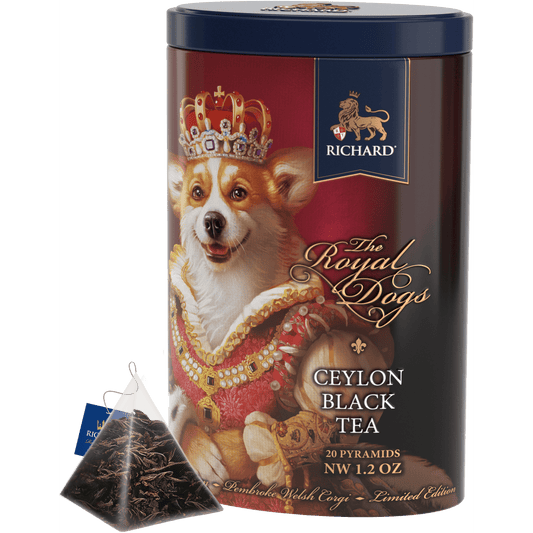 Richard Tea "Royal Dogs. Corgi", klassikaline must tee püramiidides, 20 püramiidi, 34g