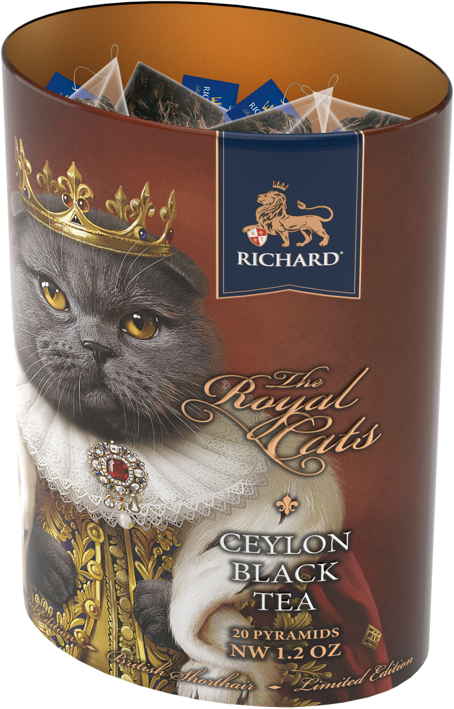 Richard's tea "Royal Cats. British Shorthair", black tea, 20 pyramids, 34g