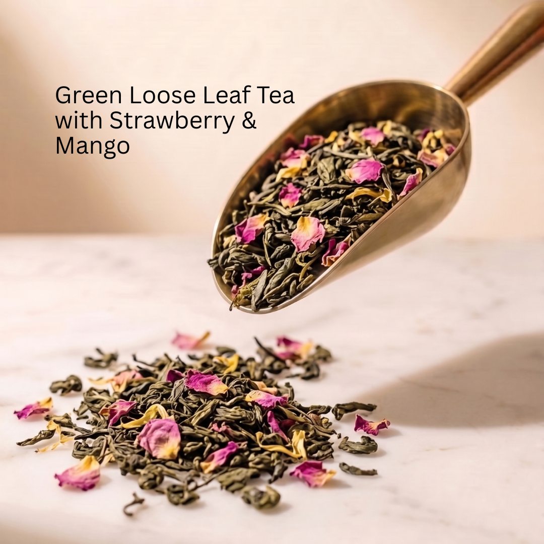 "Summer Blossom" Tea Green Loose Leaf Tea with Strawberry & Mango, Gourmeest