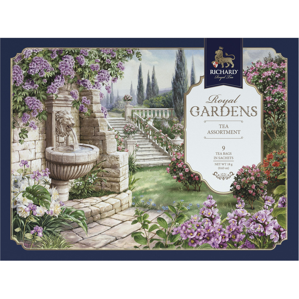 RICHARD ROYAL GARDENS. TEA ASSORTIMENT, BLUE, musta tee assortii pakikestes, 18 g. - Richard Tea Estonia