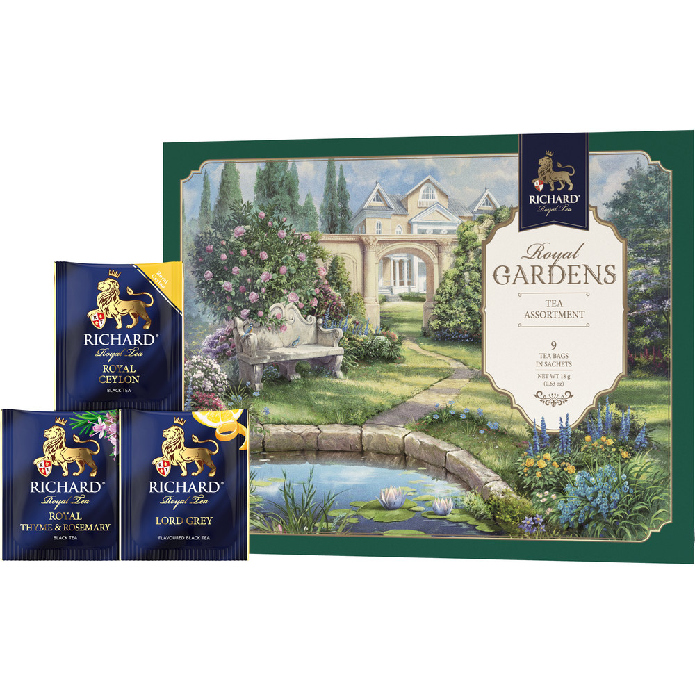 RICHARD ROYAL GARDENS. TEA ASSORTIMENT, GREEN, musta tee assortii pakikestes, 18 g. - Richard Tea Estonia