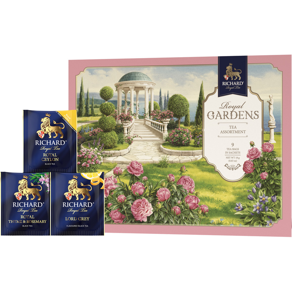 RICHARD ROYAL GARDENS. TEA ASSORTIMENT, PINK, musta tee assortii pakikestes, 18 g. - Richard Tea Estonia