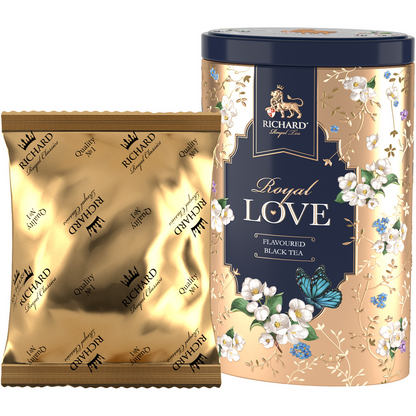 RICHARD ROYAL LOVE, GOLD, must maitsestatud suureleheline tee, 80 g. - Richard Tea Estonia