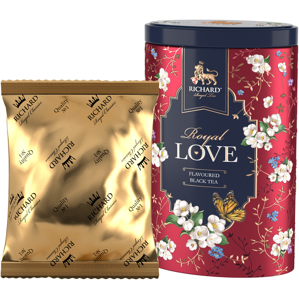 RICHARD ROYAL LOVE, RED, must maitsestatud suureleheline tee, 80 g. - Richard Tea Estonia