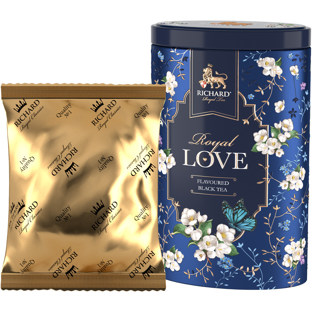 RICHARD ROYAL LOVE, BLUE, must maitsestatud suureleheline tee, 80 g. - Richard Tea Estonia