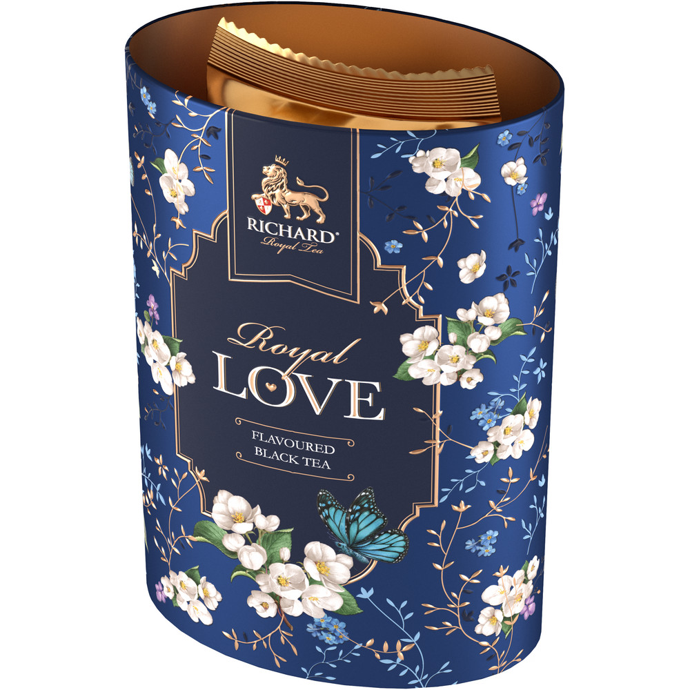 RICHARD ROYAL LOVE, BLUE, must maitsestatud suureleheline tee, 80 g. - Richard Tea Estonia