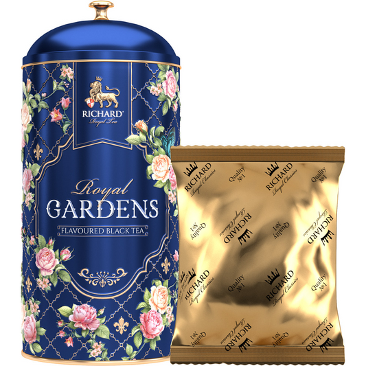RICHARD ROYAL GARDENS, BLUE, must maitsestatud suurelehine tee, 80g - Richard Tea Estonia