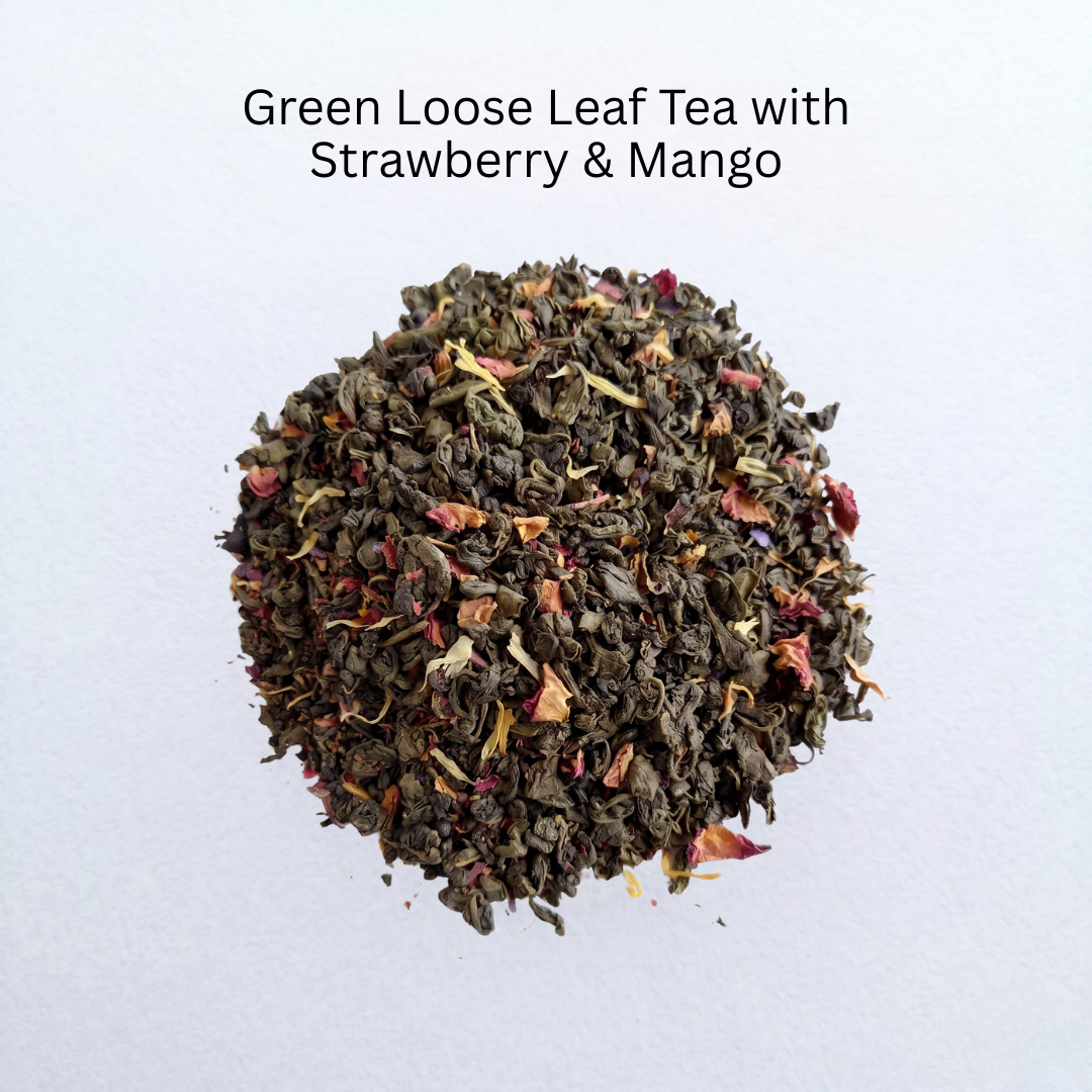 "Summer Blossom" Tea Green Loose Leaf Tea with Strawberry & Mango, Gourmeest