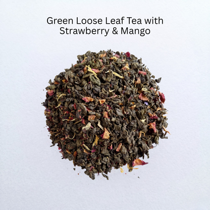 "Summer Blossom" Tea Green Loose Leaf Tea with Strawberry & Mango, Gourmeest