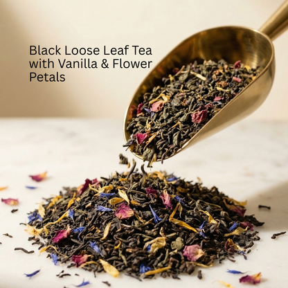 Vanilla Petal Tea Black Loose Leaf Tea with Vanilla & Flower Petals, Gourmeest