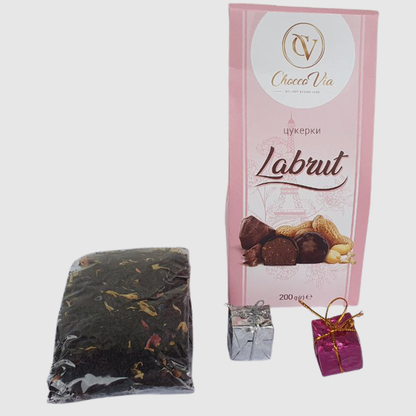 Kinkekorv Thursoni Tee ja Labrut Kommid, 275 g