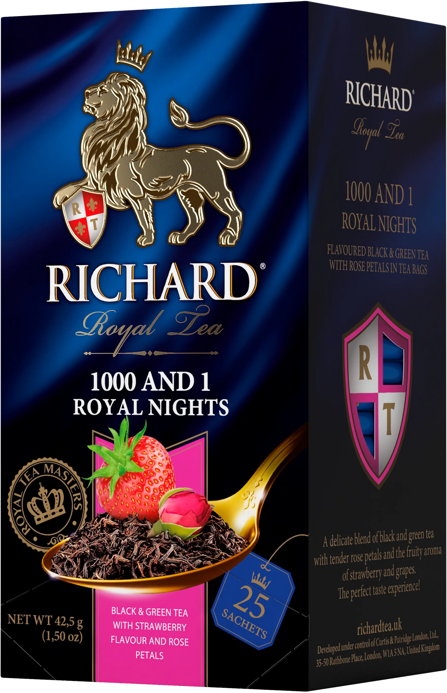 Richard 1000 and 1 Royal Nights, maasika- ja viinamarjamaitseline must ja roheline tee, teekotid 25x2g - Richard Tea Estonia