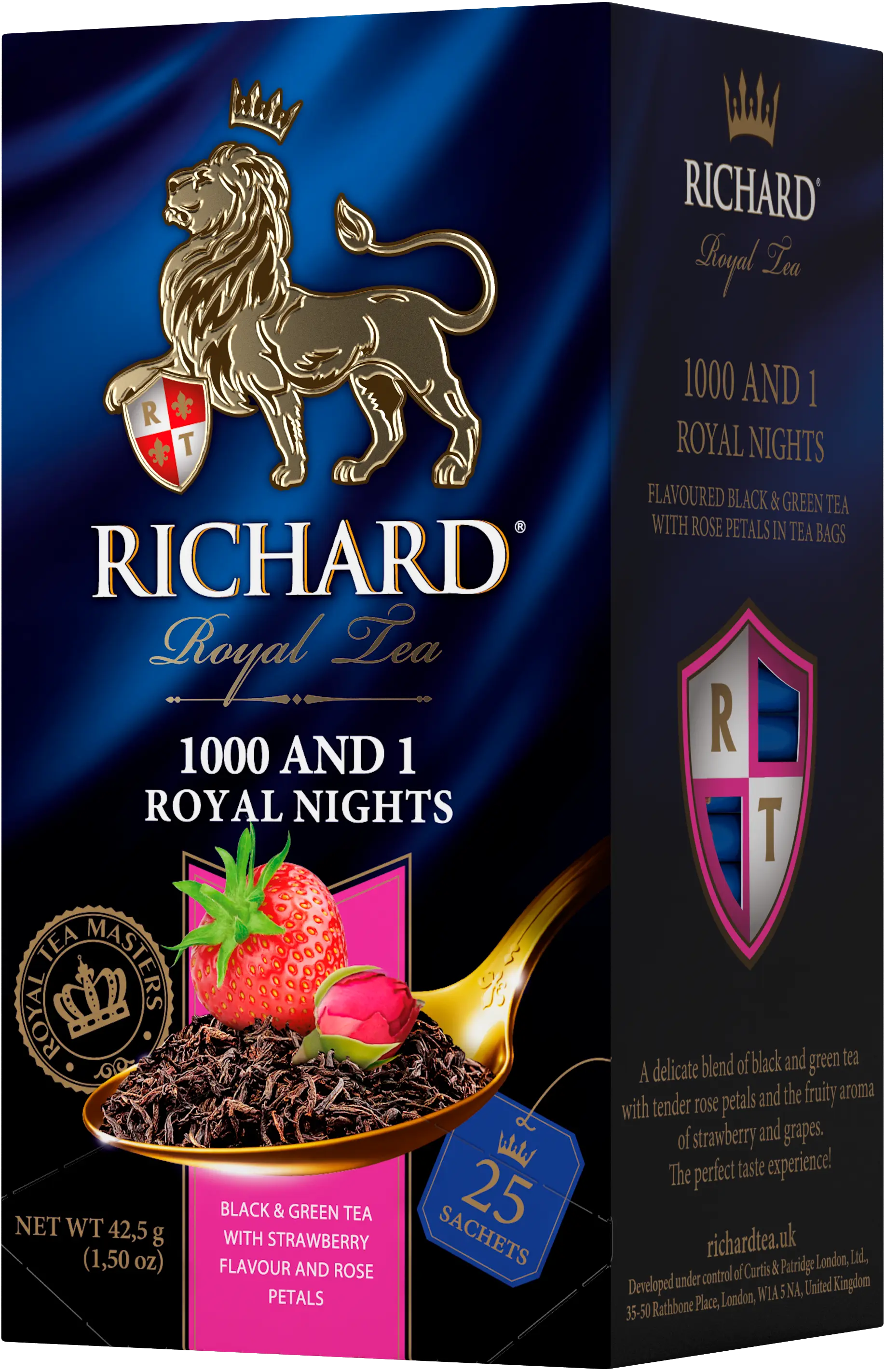 Richard 1000 and 1 Royal Nights, maasika- ja viinamarjamaitseline must ja roheline tee, teekotid 25x2g - Richard Tea Estonia