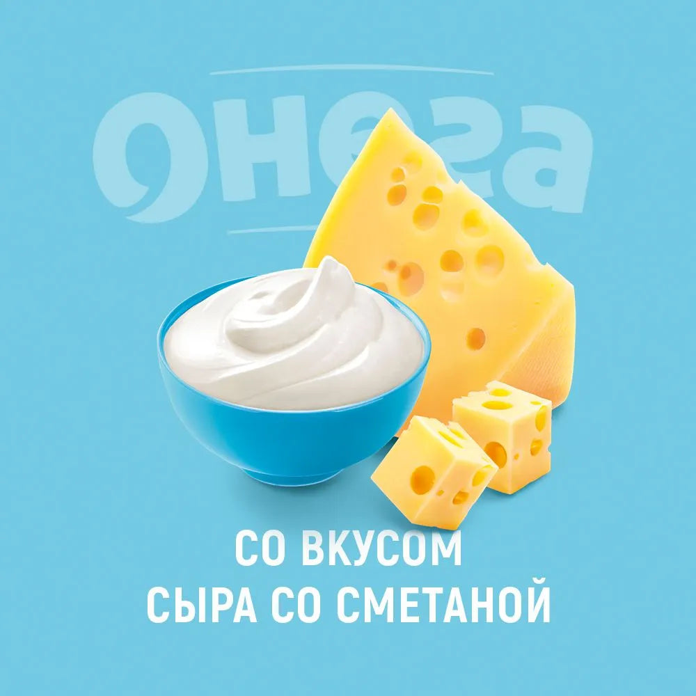 Onega Flat Potato Chips Sour Cream & Cheese Flavor, Azbuka Snekov, 90g