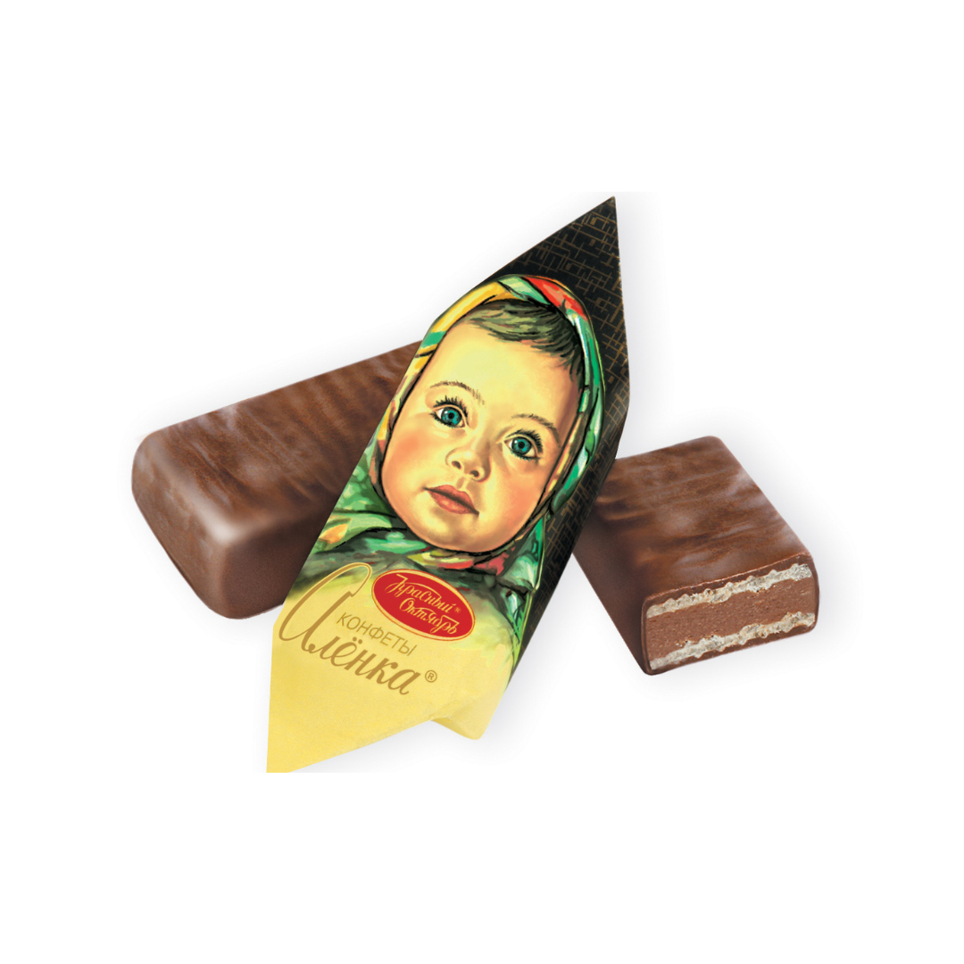 Chocolate bar with a vintage-style packaging featuring a child's face on a white background