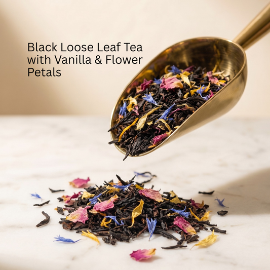 Vanilla Petal Tea Black Loose Leaf Tea with Vanilla & Flower Petals, Gourmeest