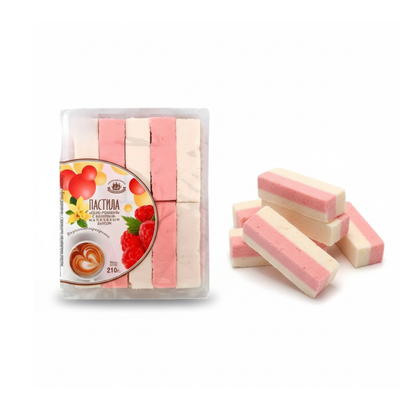 Pastilla “Valge–Roosa” Vanilli–Vaarika Maitsega, Kronshtadtskaya Confectionery, 210 g