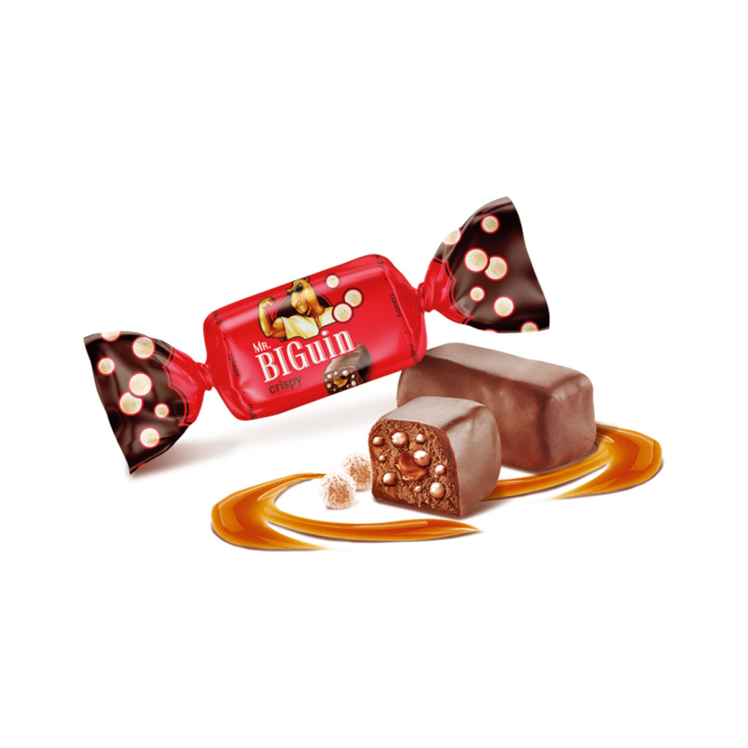 Mr. BIGuin Crispy Chocolate Candies with Cereal Crisps & Milk Caramel Filling, ABK