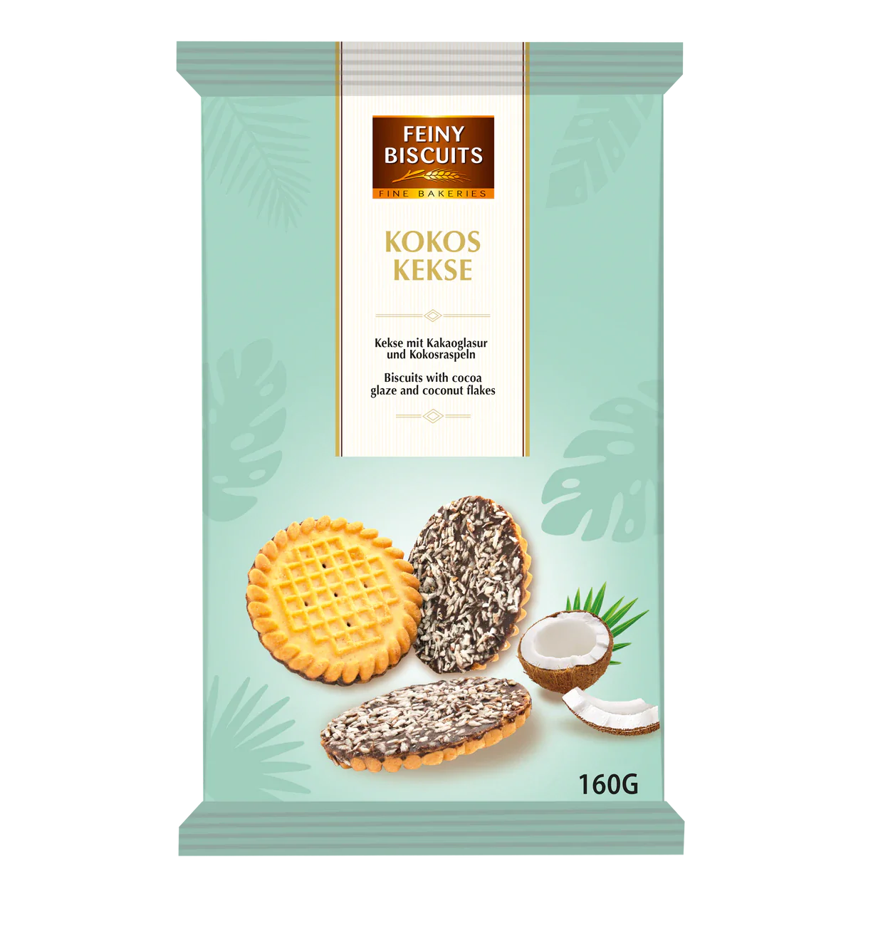 Cookies with cocoa glaze and coconut, Feiny Biscuits, 160g