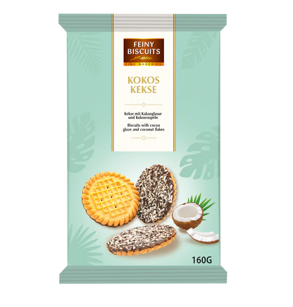 Cookies with cocoa glaze and coconut, Feiny Biscuits, 160g