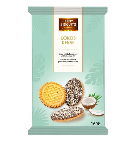 Cookies with cocoa glaze and coconut, Feiny Biscuits, 160g