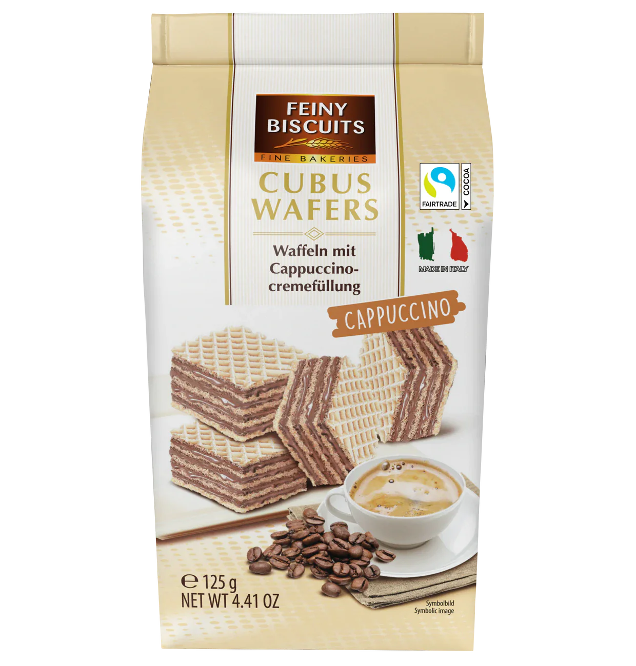 Feiny Biscuits Cubus Wafers Cappuccino, 125g Feiny Biscuits