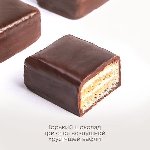 Sugar-Free Waffle Candies in Dark Chocolate, Pobeda, 150g