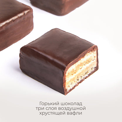 Sugar-Free Waffle Candies in Dark Chocolate, Pobeda, 150g