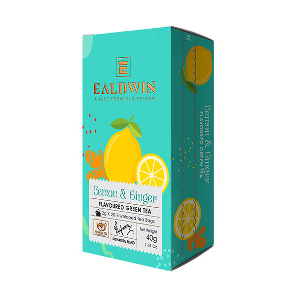 Ealdwin Lemon &amp; Ginger, Зеленый чай 40 г, (20x2 г)