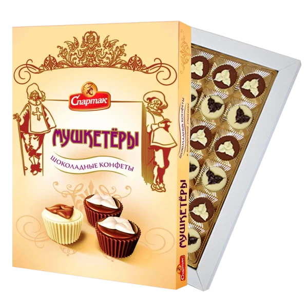 Kinkekomplekt šokolaadikompvekke Musketärid, 180g 