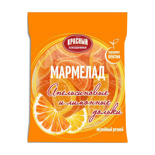 Marmalade Orange and lemon slices, Krasnyj Pischevik, 210 g