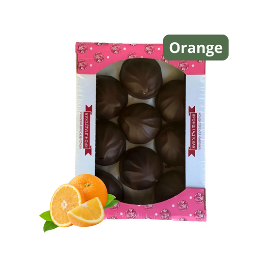 Marshmallow in Chocolate Glaze, Orange Flavored, Kronshtadtskaya Confectionery, 500g