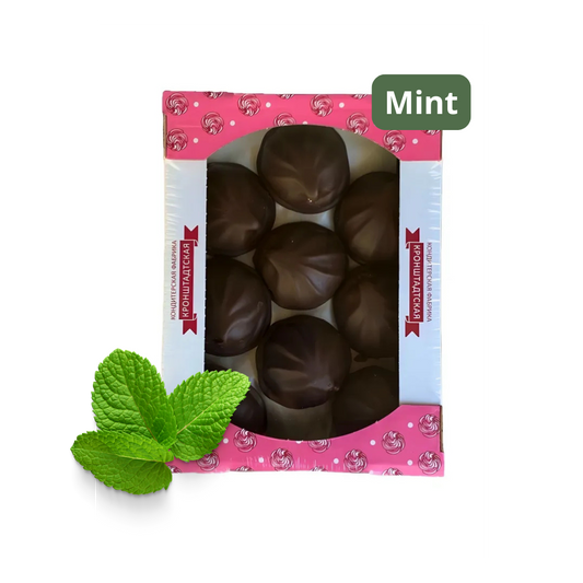 Marshmallow in Chocolate Glaze, Mint Flavored, Kronshtadtskaya Confectionery, 500g
