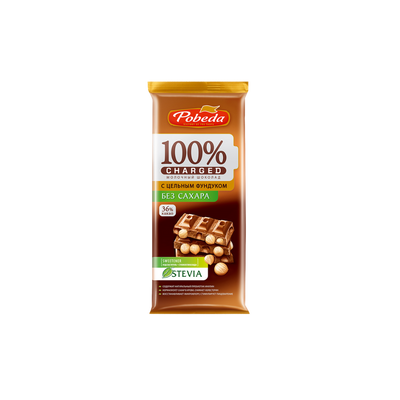 Milk Chocolate with Whole Hazelnuts, Sugar-Free, Pobeda, 90g