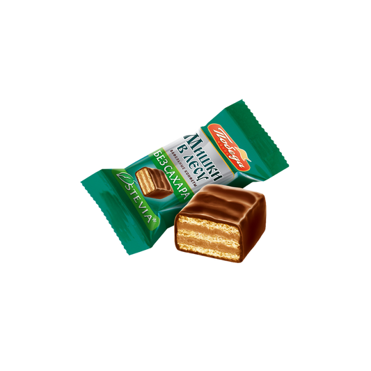 Sugar-Free Waffle Candies “Bears in the Forest” in Dark Chocolate, Pobeda