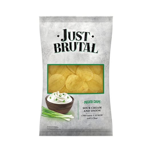 Just Brutal Potato Chips Sour Cream & Onion, Azbuka Snekov, 85g