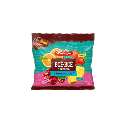 Fruit Jelly Candies in Chocolate “Vso-Vso”, Pobeda, 180g