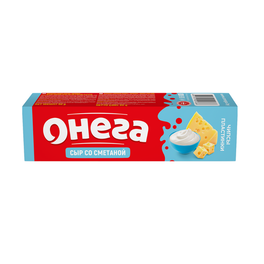 Onega Flat Potato Chips Sour Cream & Cheese Flavor, Azbuka Snekov, 90g
